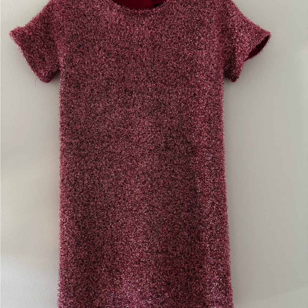Bardot Pink Sheath Dress Short Cuffed Sleeves Crew Neck